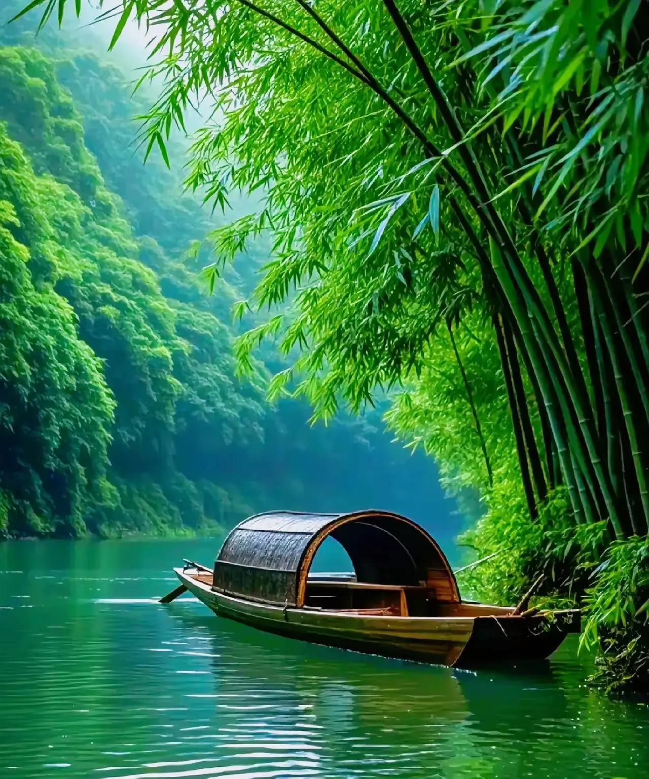 七绝·山水快乐
文/方立新
山青水秀一扁舟，
翠竹清心没苦愁。
两岸风光无限好，