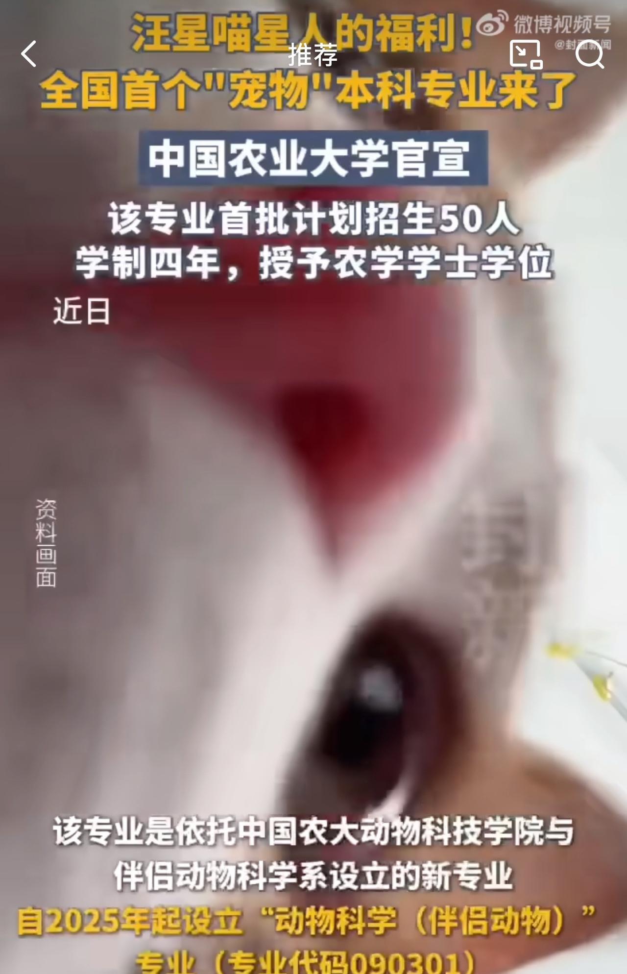 #全国首个“宠物”本科专业来了#我的天呐！万万没想到全国首个“宠物”本科专业真的