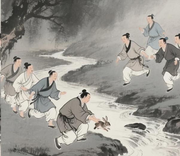 资治通鉴有句话：“世称万人逐兔，一人获之，贪者悉止，分定故也”。一个人追到兔子了