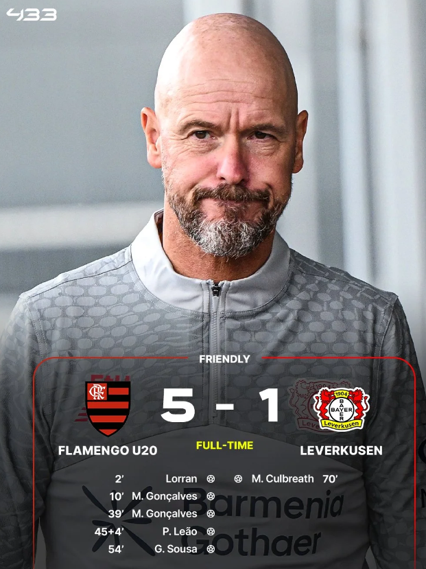 滕哈赫首场比赛1-5不敌弗拉门戈u20

勒沃库森迎来新赛季首场季前赛，这也是新