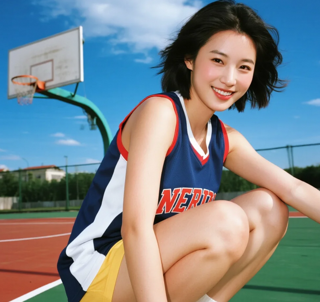 夏日街头篮球场，她的篮球服look燃爆全场！