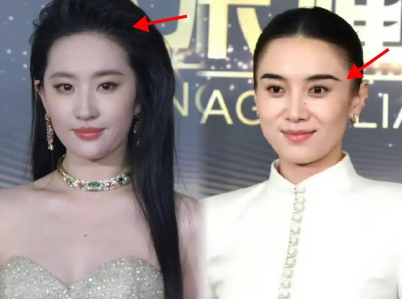 当把本届白玉兰奖的准视后刘亦菲与宋佳放在一起，两种脸型的差别一目了然！

刘亦菲