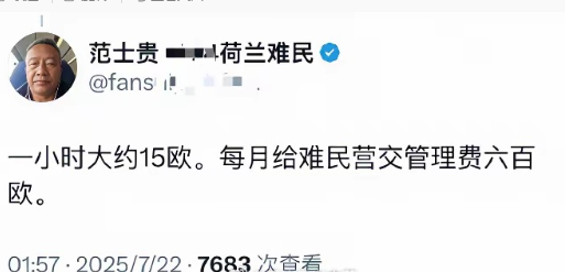 大殖子在荷兰难民营找到了保洁工作，时薪15欧元，但每个月要交给难民营管理费600