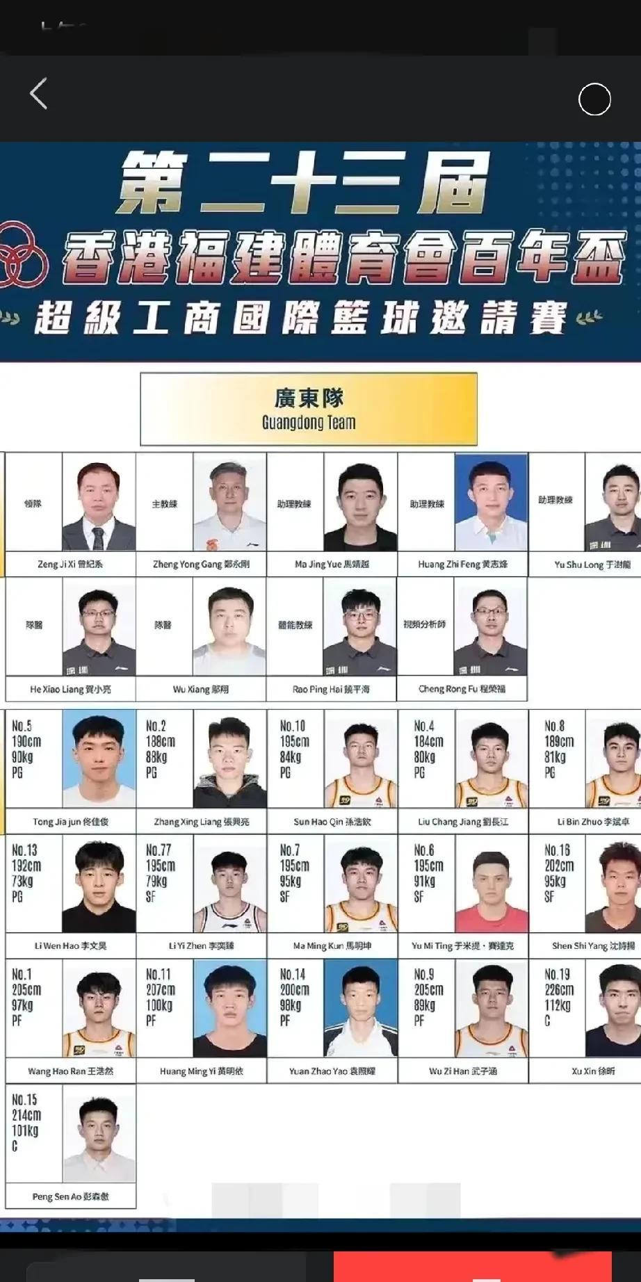 杜峰亲自督战，外甥马靖越助教，外甥佟佳俊任主力队员，主教练郑永刚带队的广东男篮，