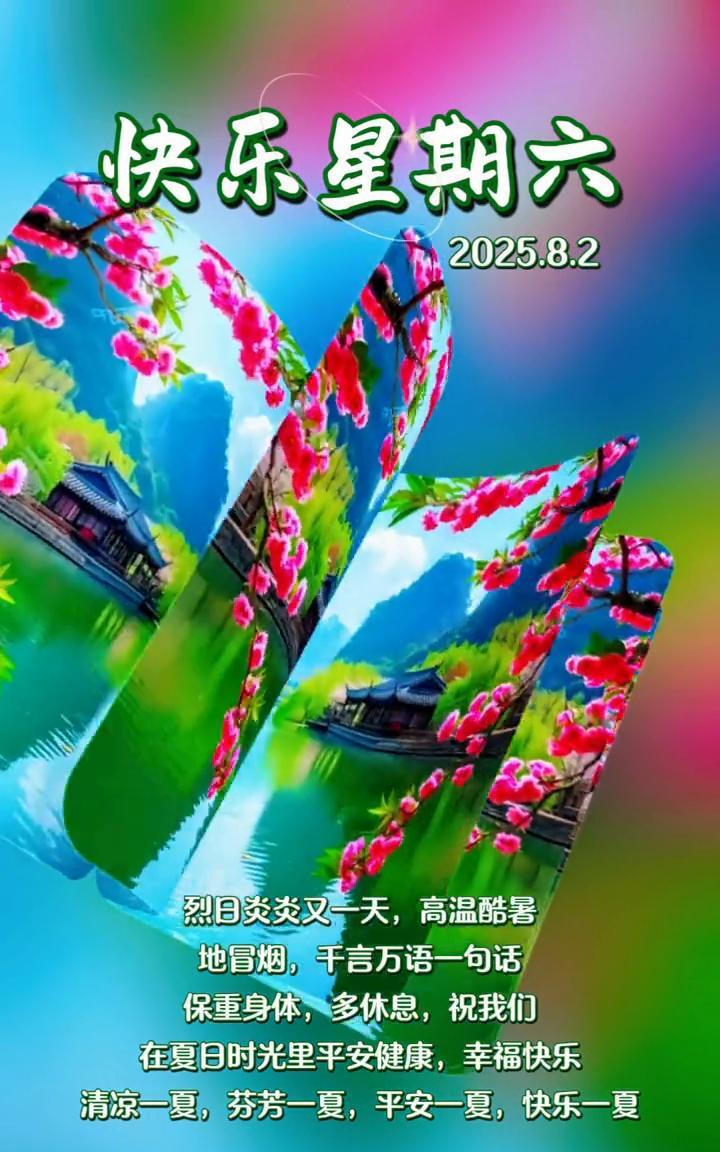 快乐星期六。
烈日炎炎又一天，高温酷暑地冒烟，千言万语一句话：保重身体，多休息。