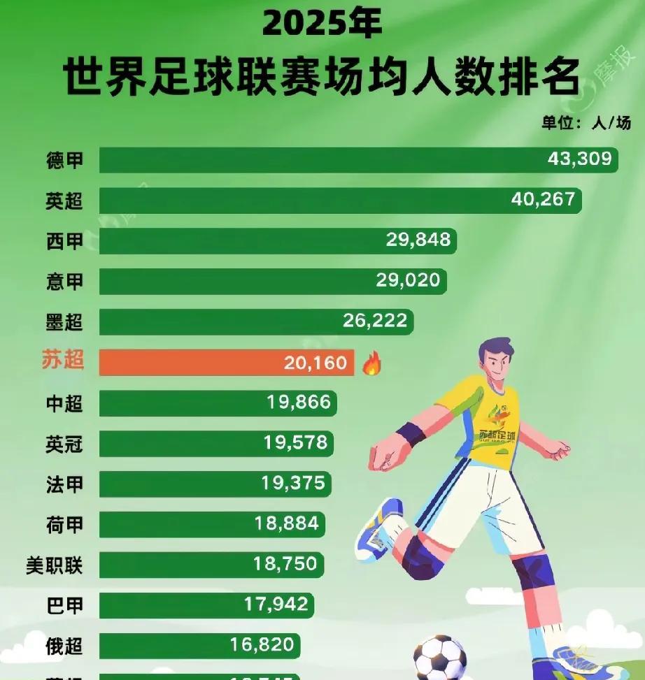 你敢想么？江苏苏超平均上座人数超法甲、荷甲、中超，成为全球第六大足球联赛。
  