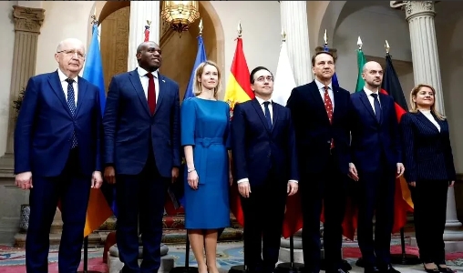 英国、德国、法国、意大利、波兰和西班牙六国外长，以及欧盟外交与安全政策高级代表在