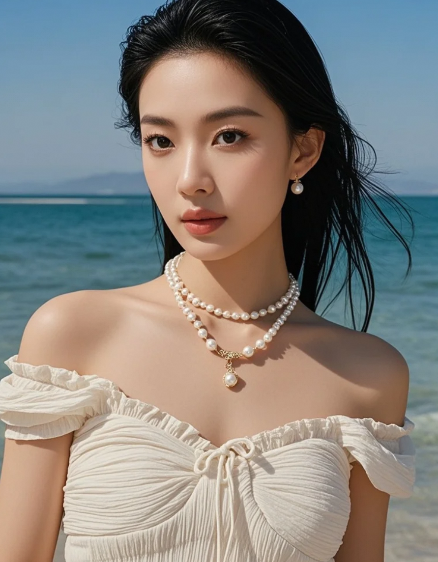 风吹动发丝，她静立如诗