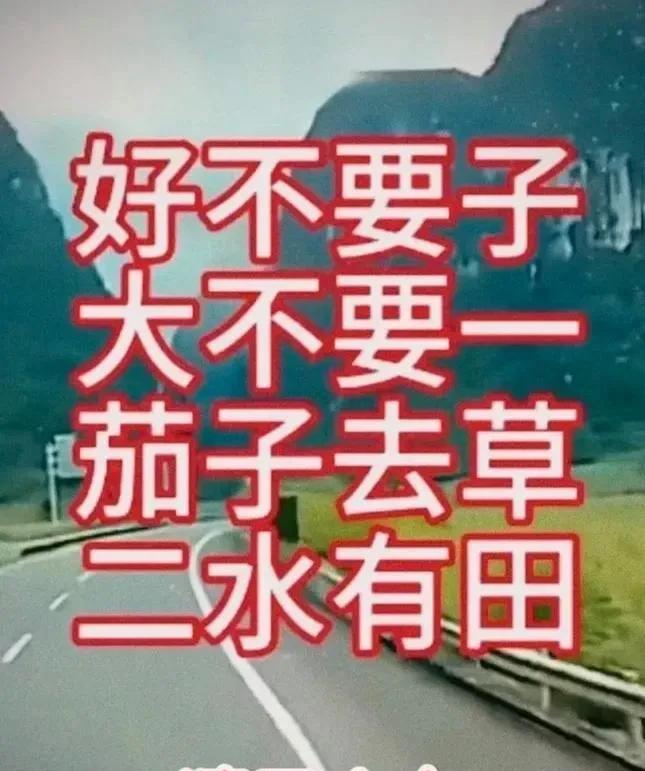 猜字谜：
好不要子
大不要一
茄子去草
二水有田
一句一字，猜四个字。