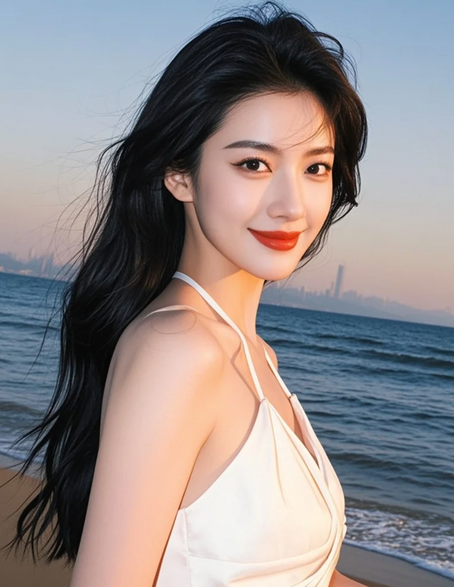 裙裾如帆，驶向熔金的海平线