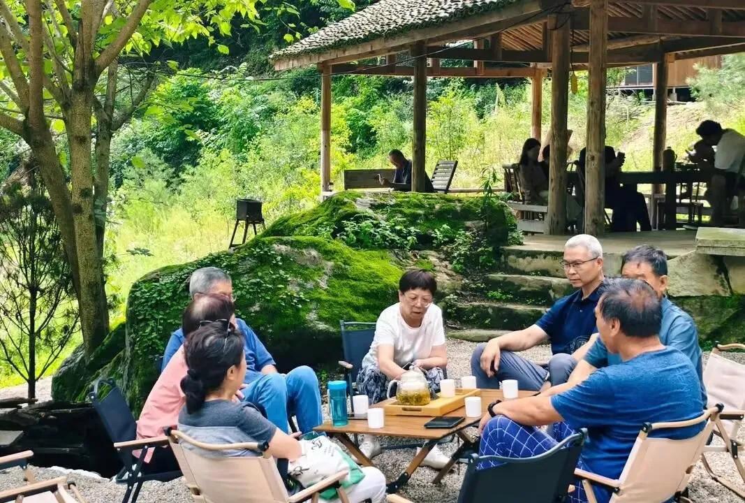 #对联诗词打卡#
湖水微风柳下凉，邀来挚友聚亭旁。
品茶闲论平常事，偶有荷花送暗