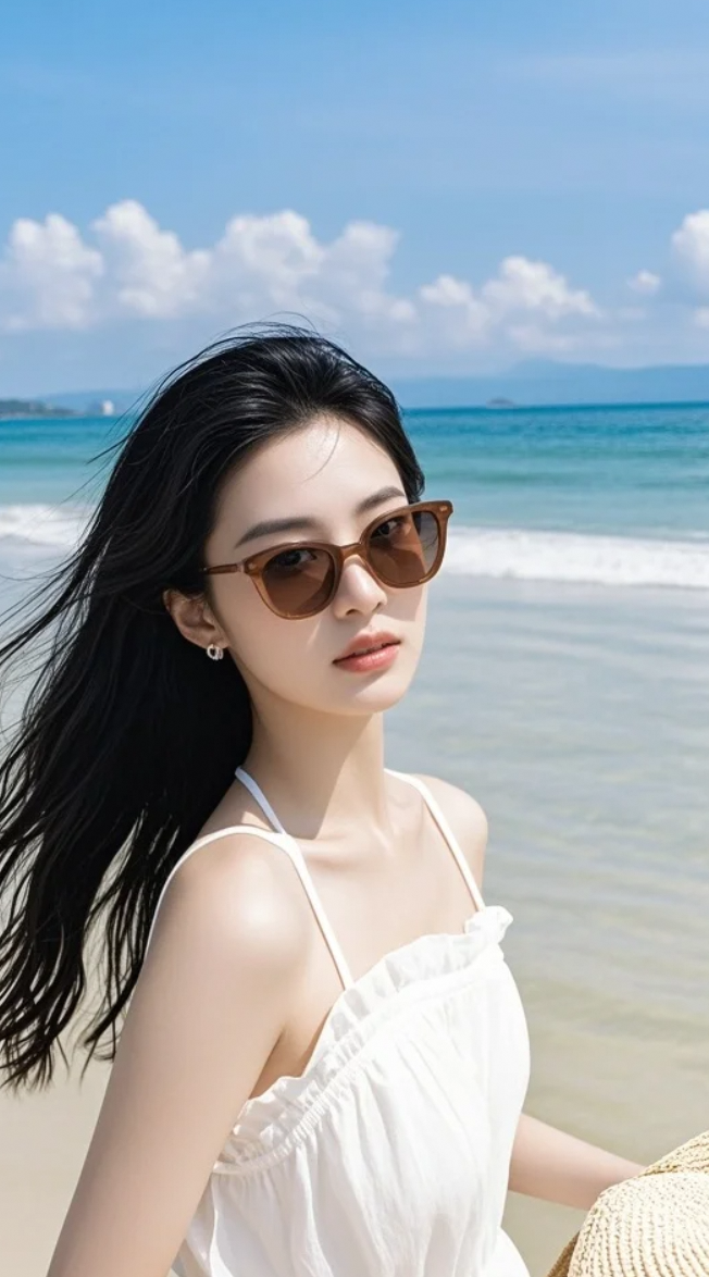 如果你也在这片沙滩上，我一定会假装被风吹乱头发，等你帮我整理