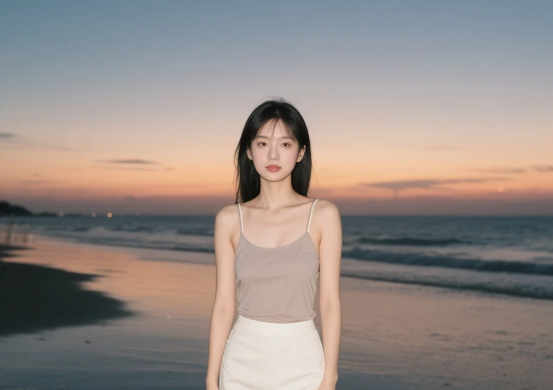 落日余晖中，她的背影温柔了整个夏天