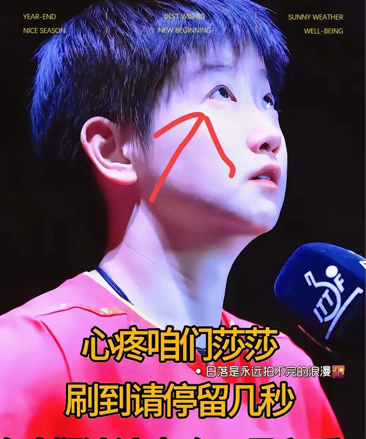 莎莎接受采访时，那一幕真让我泪目。
   她哽咽着，仰头看向天空，眼眶满是泪水，