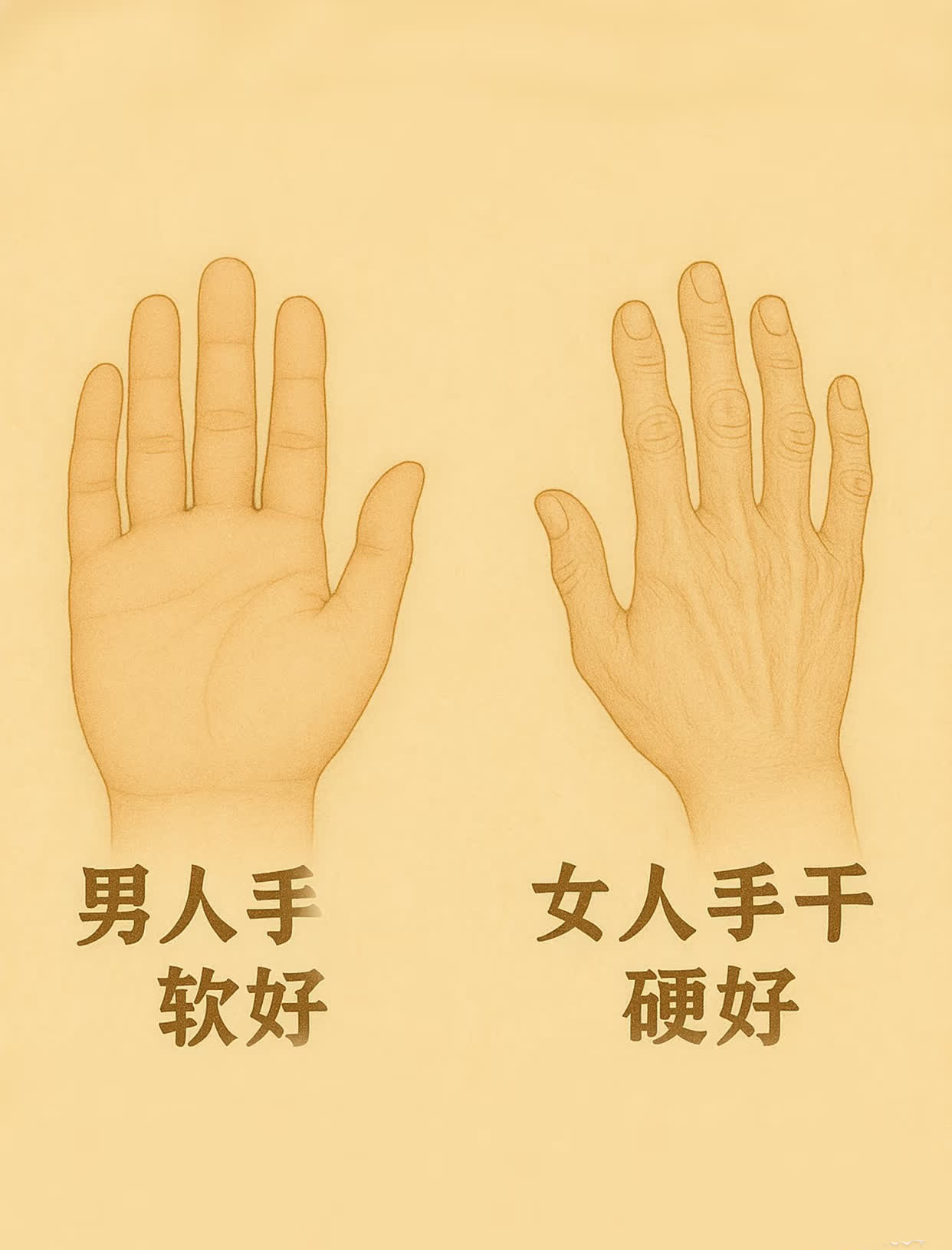 女人手若硬，福运自降临。
真正能嫁入豪门且在家庭中稳坐主位、镇得住场面的原配太