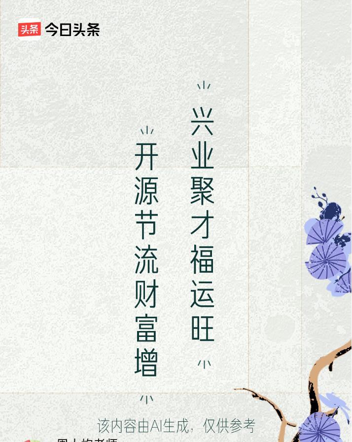 #文学创作大会#
上联：开源节流财富增，
下联：兴业聚才福运旺。