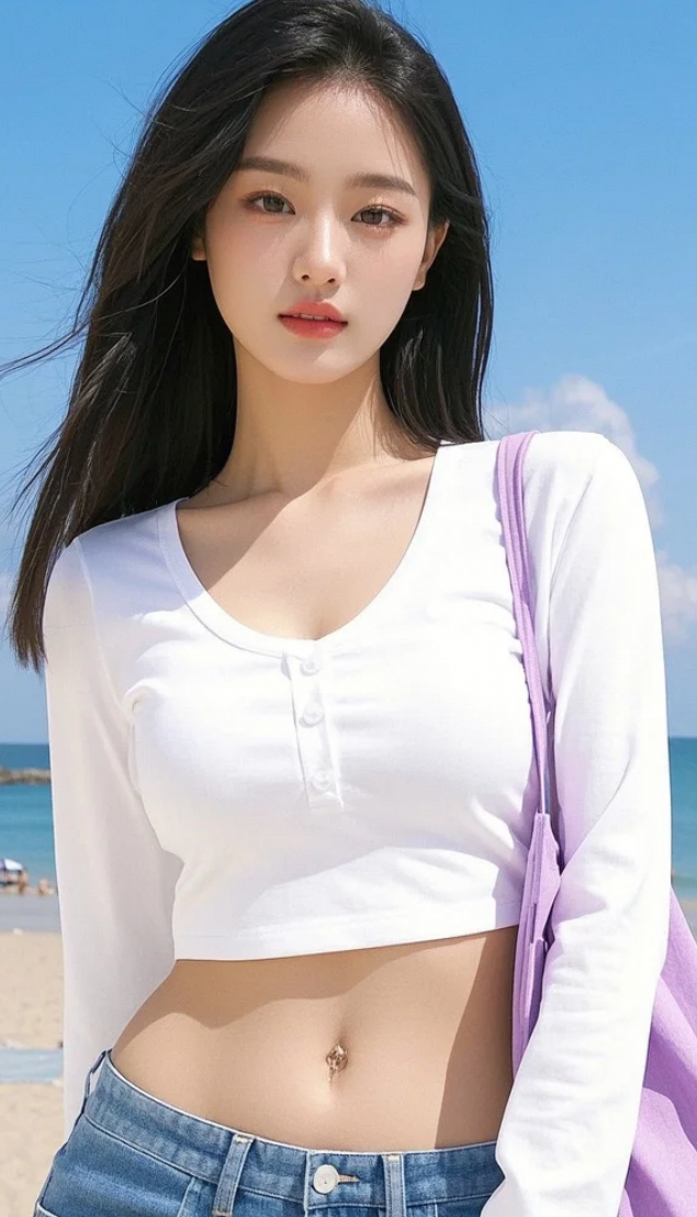 海风吹乱头发，也吹动了我的小心情