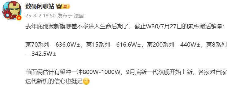 这是国产四大品牌当家旗舰销量数据
1、数据都是截止到7月27日的；
2、华为