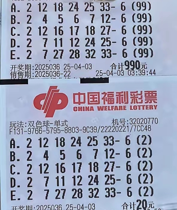 双色球25036期单注99倍蓝码6，万元复式票汇总迎好运