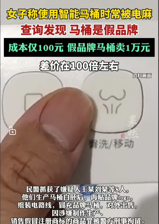 北京，女子在网上花了一万多元买的某牌马桶，结果把自己给电麻了，事后才发现是假货，