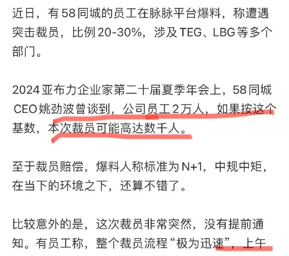 曝58同城裁员近万人，上午开会，下午走人，赔偿N+1，旗帜下有招聘、转转、快狗打