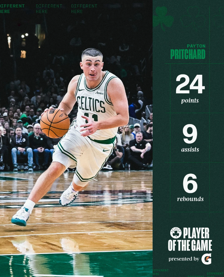 NBA常规赛，凯尔特人以131-95击败灰熊。
赛后，凯尔特人官方更新X，晒出一