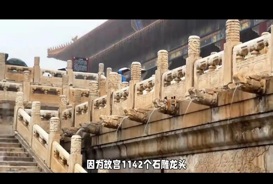北京连续下这场暴雨
没想到把故宫给火了
故宫的一千多个石雕龙头同时喷水
场景十分