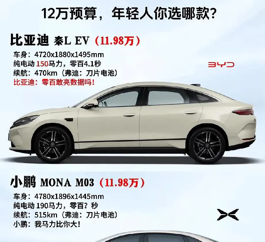 秦L是后驱车，小鹏Mona 03是前驱车，光这一点足以秒杀小鹏，秦L是最新平台打