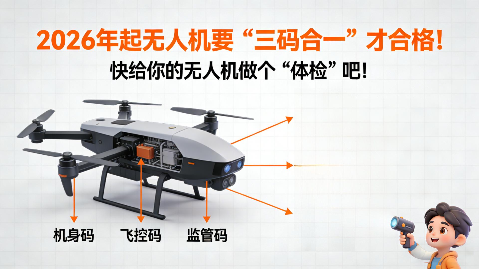 注意！2026年起无人机要“三码合一”才合格！，快给你的无人机做个“体检”吧！