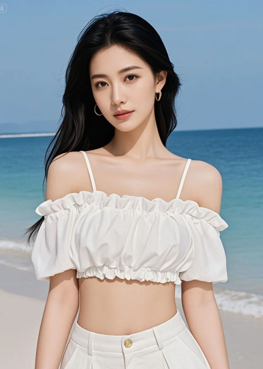 她的美，不需要滤镜，只需一束海光