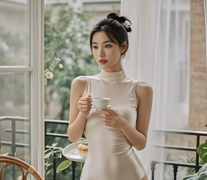 少妇玲珑真丝诱惑，傲人身材尽显风情