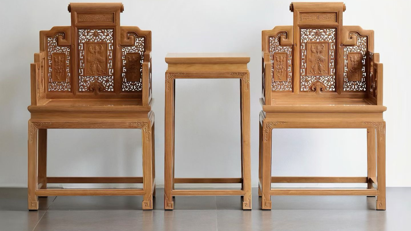 珍藏级老山檀香木，福庆有余，太师椅