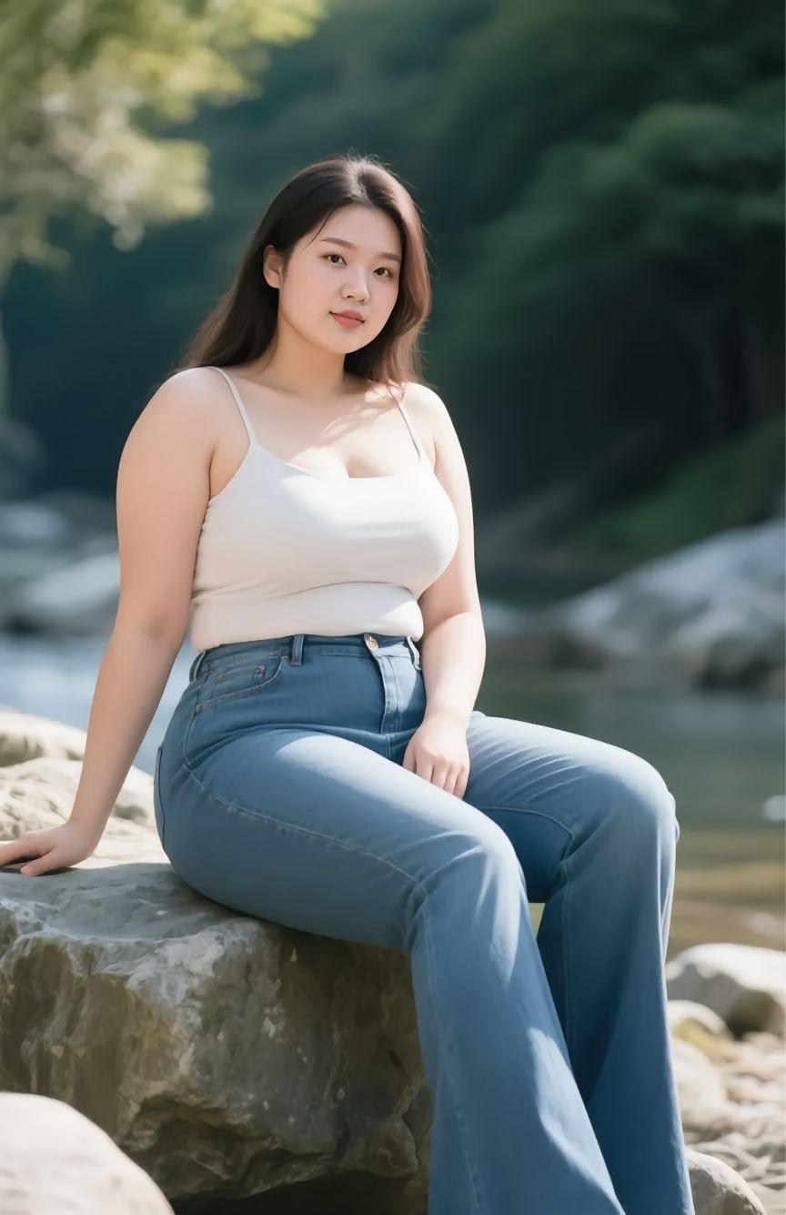 惬意时光
碧溪幽树映晴光，懒坐苔石意自长。
吊带轻摇风细细，丹裳缓拂影央央。
足