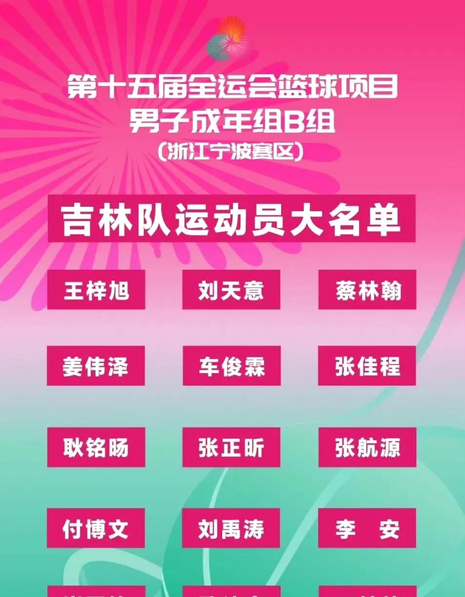 全运会吉林男篮大名单出炉！姜伟泽领军！  这支队伍的组建，可谓是吉林篮球的缩影，