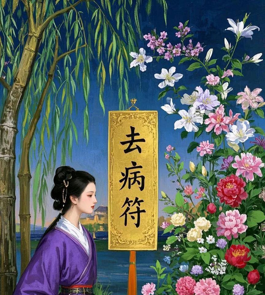 一愿病魔全退散，身轻体健似春燕，活力满心田，精神天天灿。
二愿伤痛皆消散，步伐稳