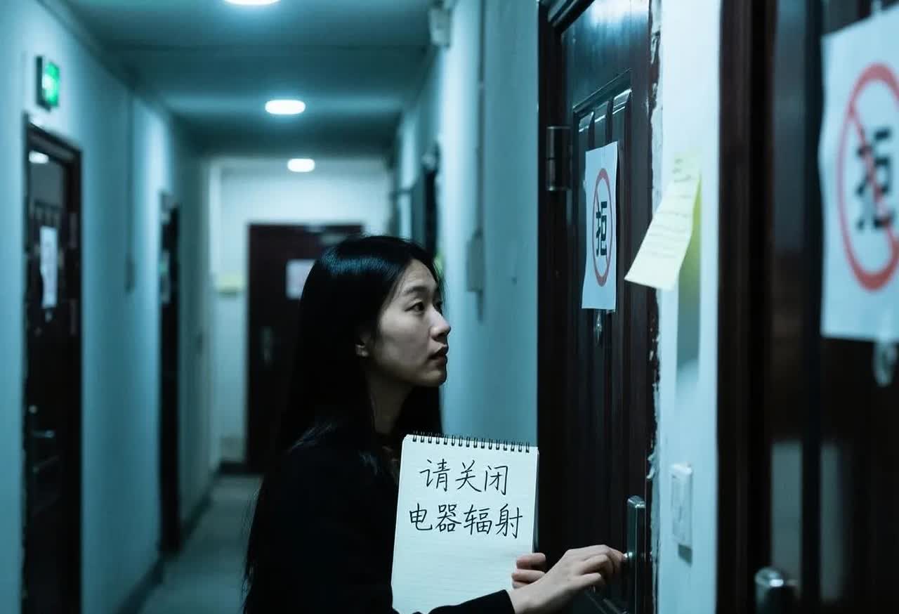 近期网络上流传的一个事件。一位楼下怀孕的女子，因担心家电辐射影响胎儿，上楼要求楼