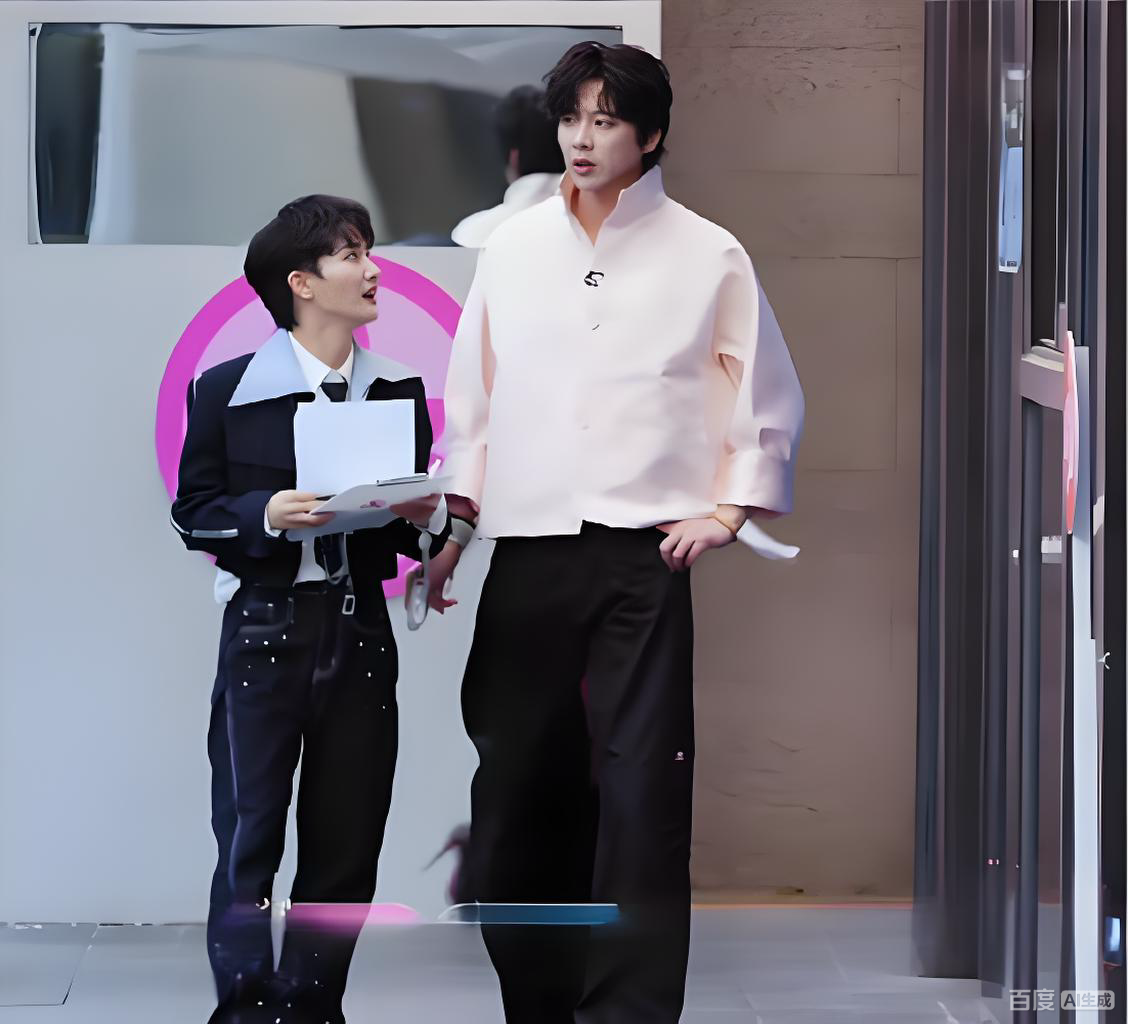 身高161cm的周深，与身高190cm的刘宇宁一起走路，走着走着，周深突然开心地