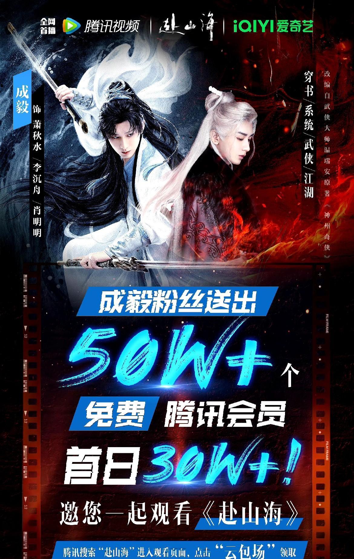 #记录我的2025#
成毅《赴山海》开播即破纪录！粉丝狂砸50万+云包场，腾讯数