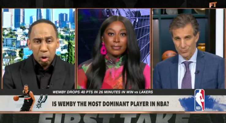 斯蒂芬-A-史密斯在《First Take》节目中，针对洛杉矶湖人队在昨日对阵圣