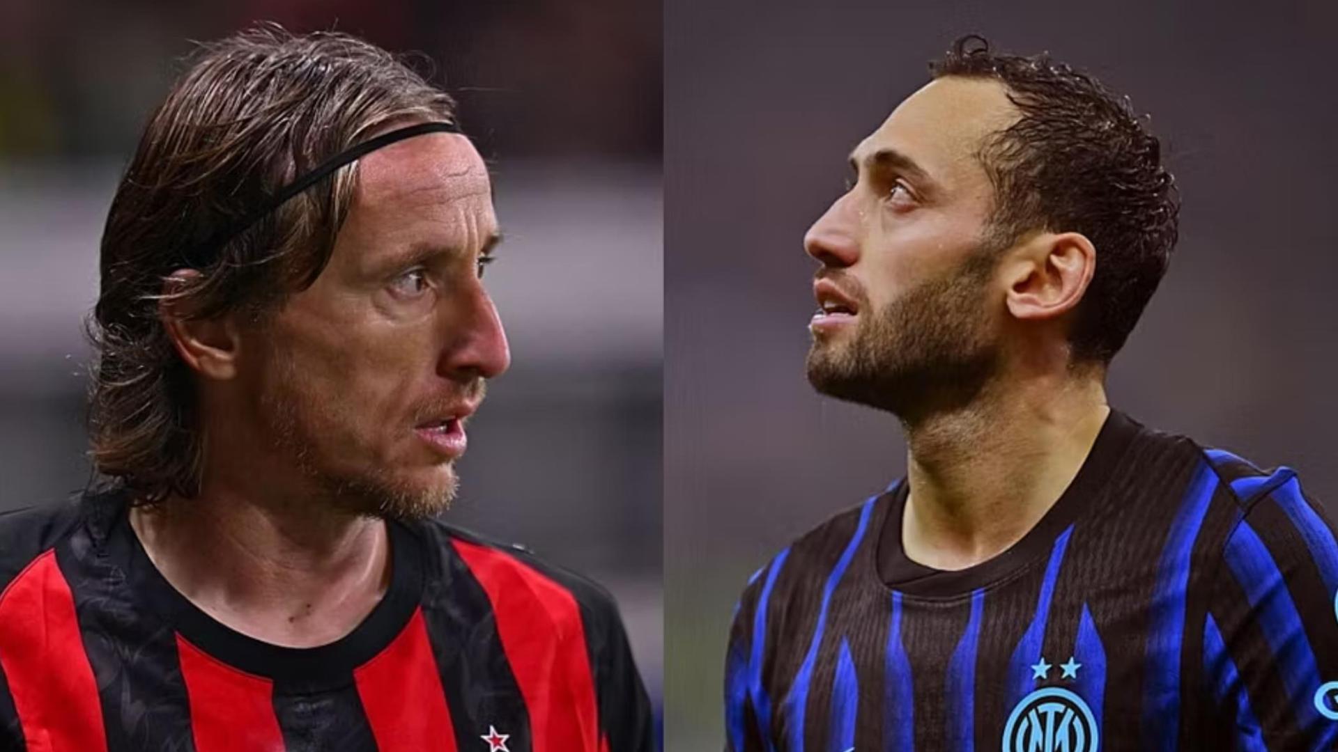 米兰德比中场核心炸裂对位！恰尔汗奥卢VS莫德里奇逼抢能否破调度？