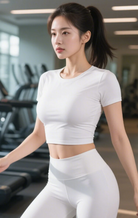温婉少妇树式平衡 修身裤显逆天腿部线条