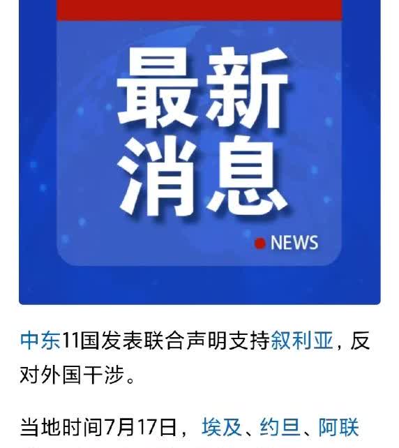 中东11国联合声明支持叙利亚！
注意看，11国里面没有伊朗！
中东忽然发个联