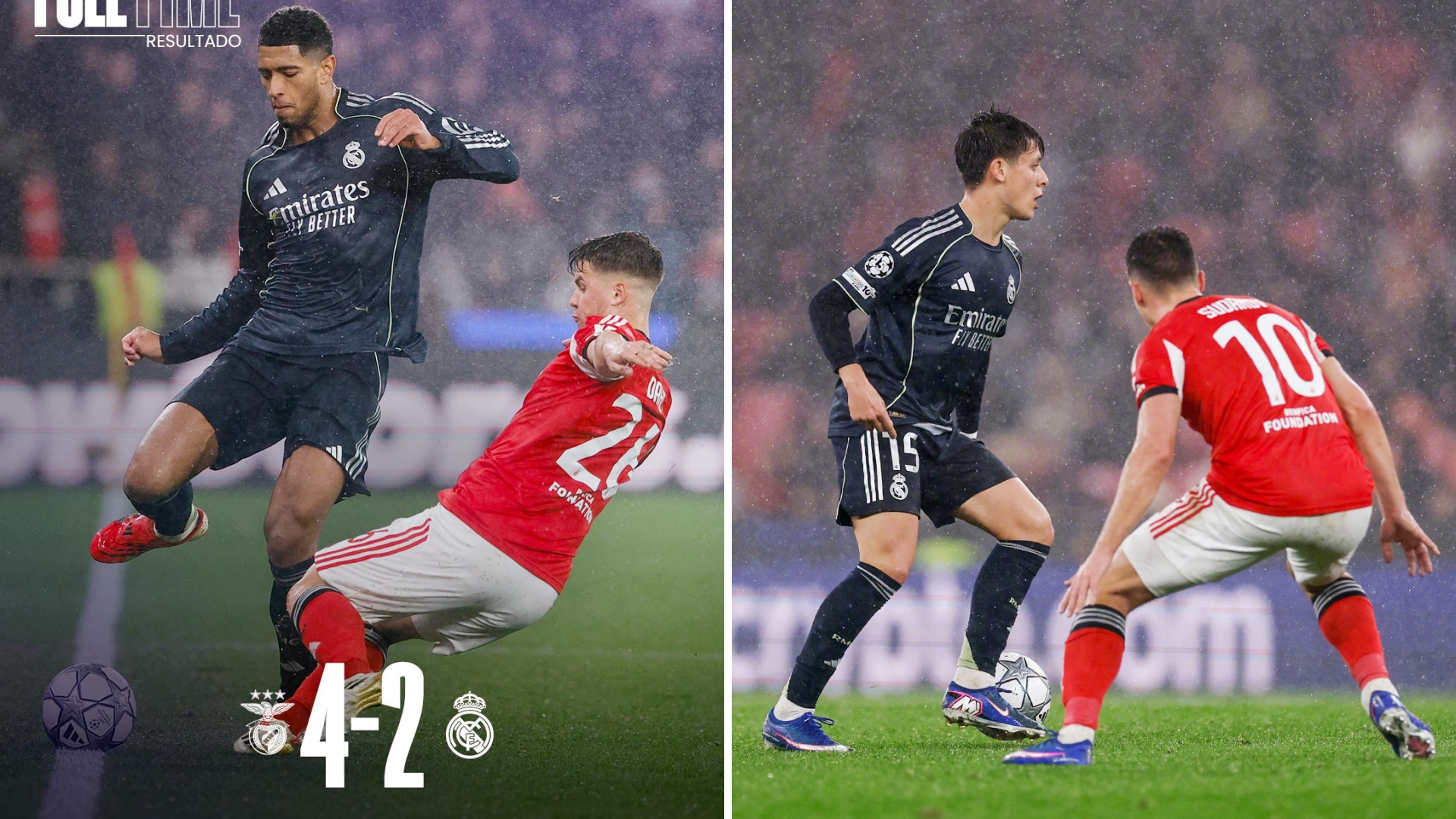 欧冠：皇马客场2-4负于本菲卡，排名第9无缘直通，本菲卡第24极限晋级。
双方上