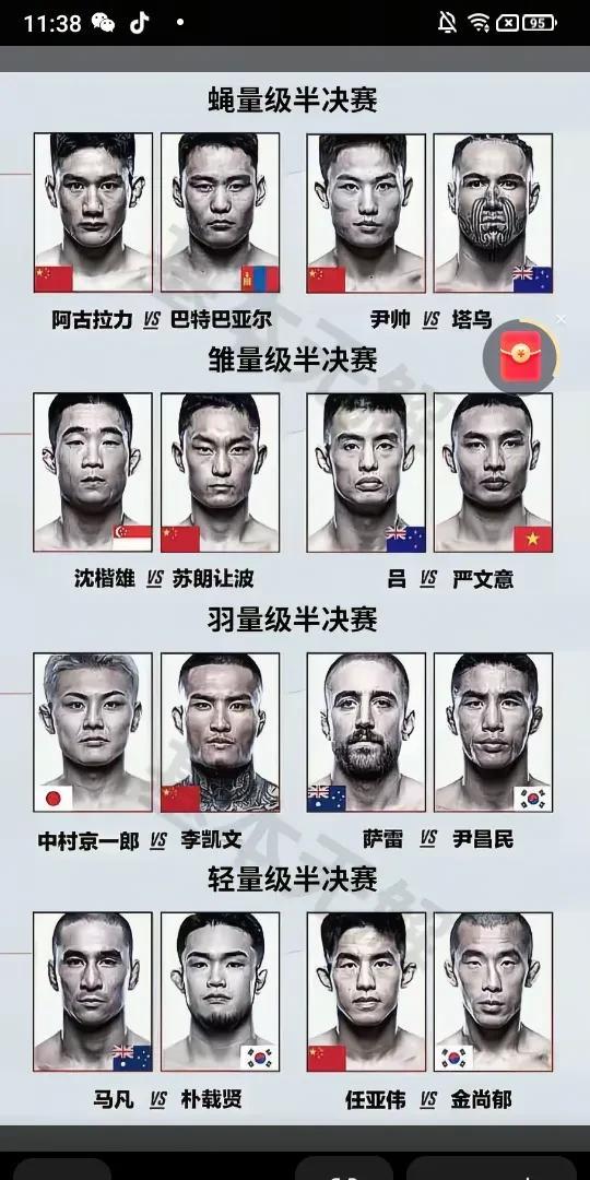 UFC精英之路半决赛这四个级别谁有机会决赛夺冠。
蝇量级阿古拉力半决赛会胜出，尹