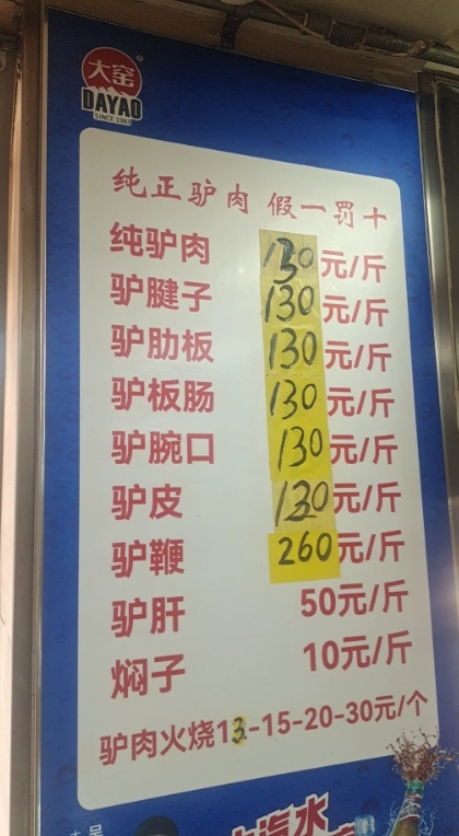 保定市内驴肉价格太高啦，几乎是所有肉类价格里最贵的！
2000 年以前，保定的驴