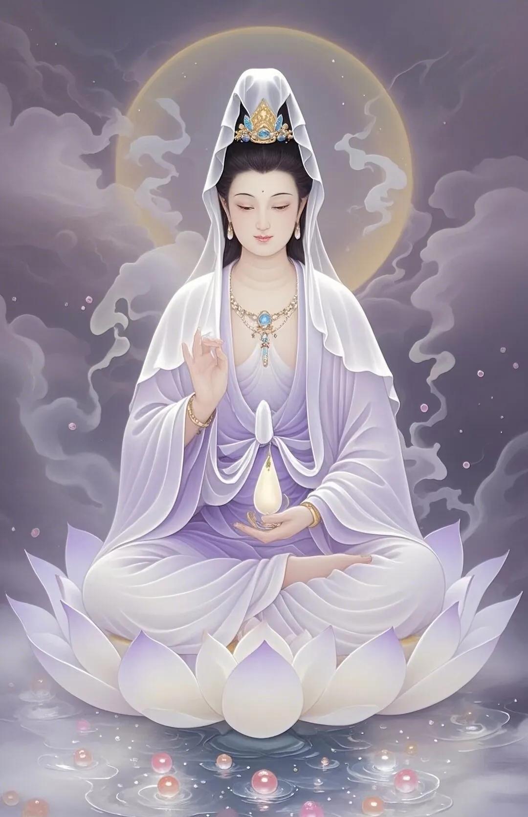 莲花座上静心坐，灵气缭绕显仙姿。#个人小诗分享# #今日诗文分享# #莲花观音坐
