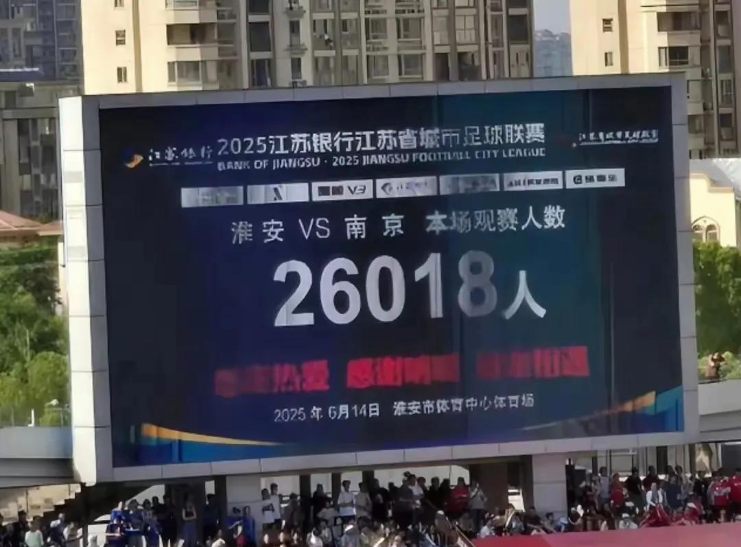 26018人，淮安和南京的比赛现场观看人数达到了26018人，那么职业联赛的球队