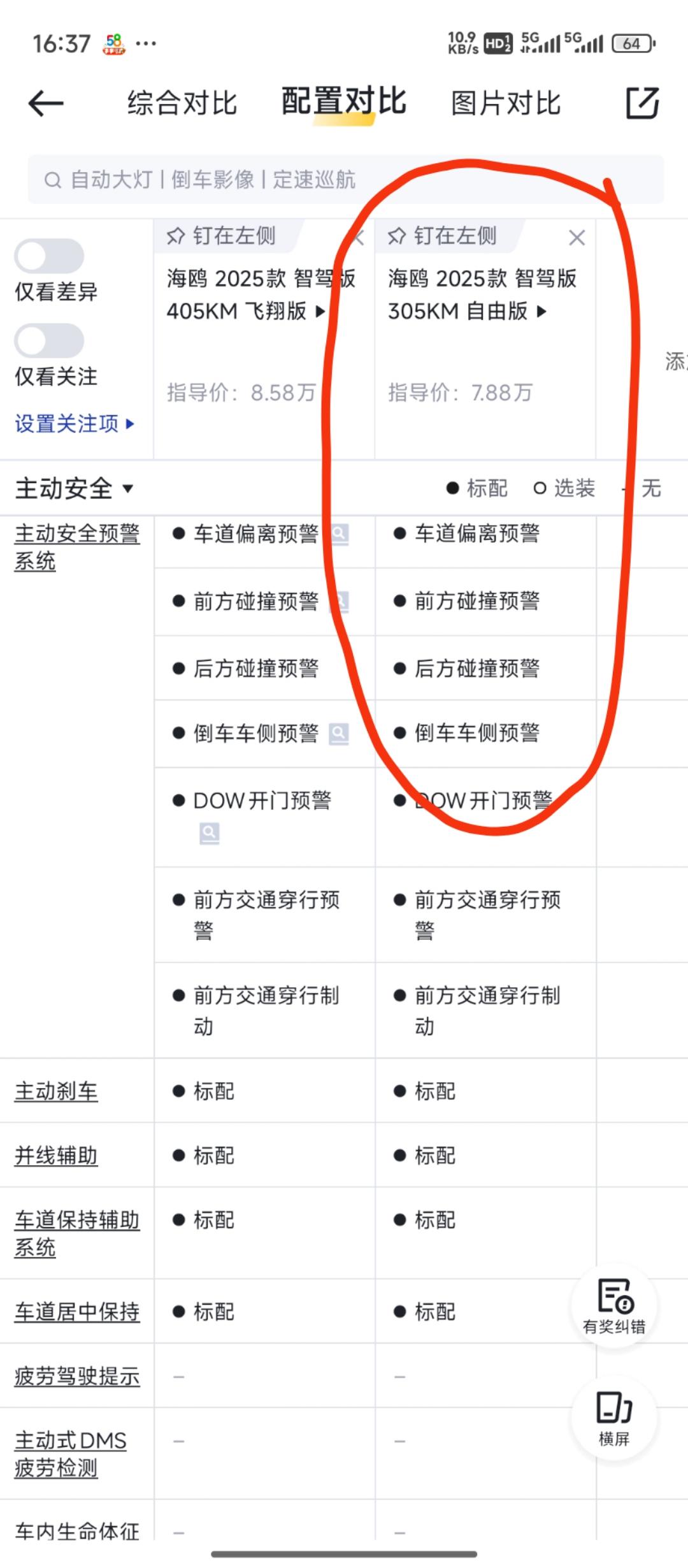 305智驾自由版 落地6.5贵不