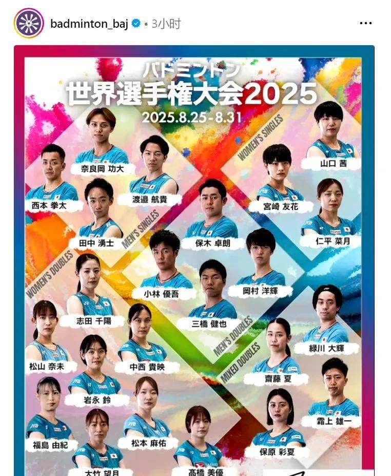 #2025年羽毛球世锦赛# 
日本队世锦赛海报
