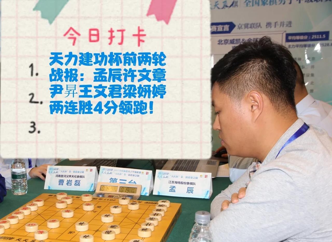 2025天力建功杯前两轮战报：孟辰许文章尹昇王文君梁妍婷两连胜4分领跑！
战况：